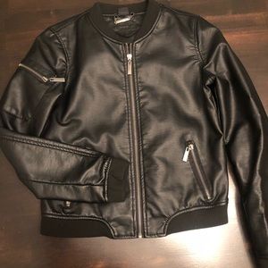 Black soft fake leather jacket.
